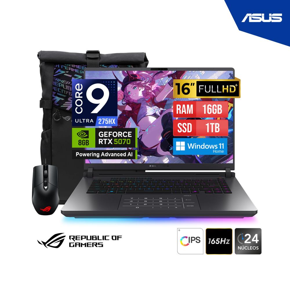 LAPTOP ASUS ROG STRIX G615LP RV019W G16 ULTRA 9 275H 1TB SSD 16GB RTX5070 8GB 16 FHD W11