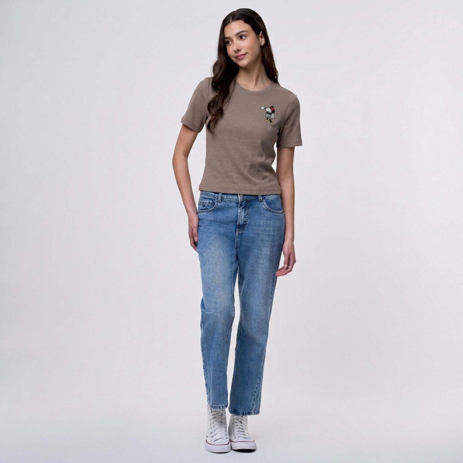 Polo Mujer Parche Disney Manga Corta Marrón M