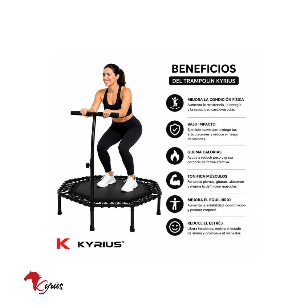 Trampolín Fitness con Barra Estabilizadora Color Azul