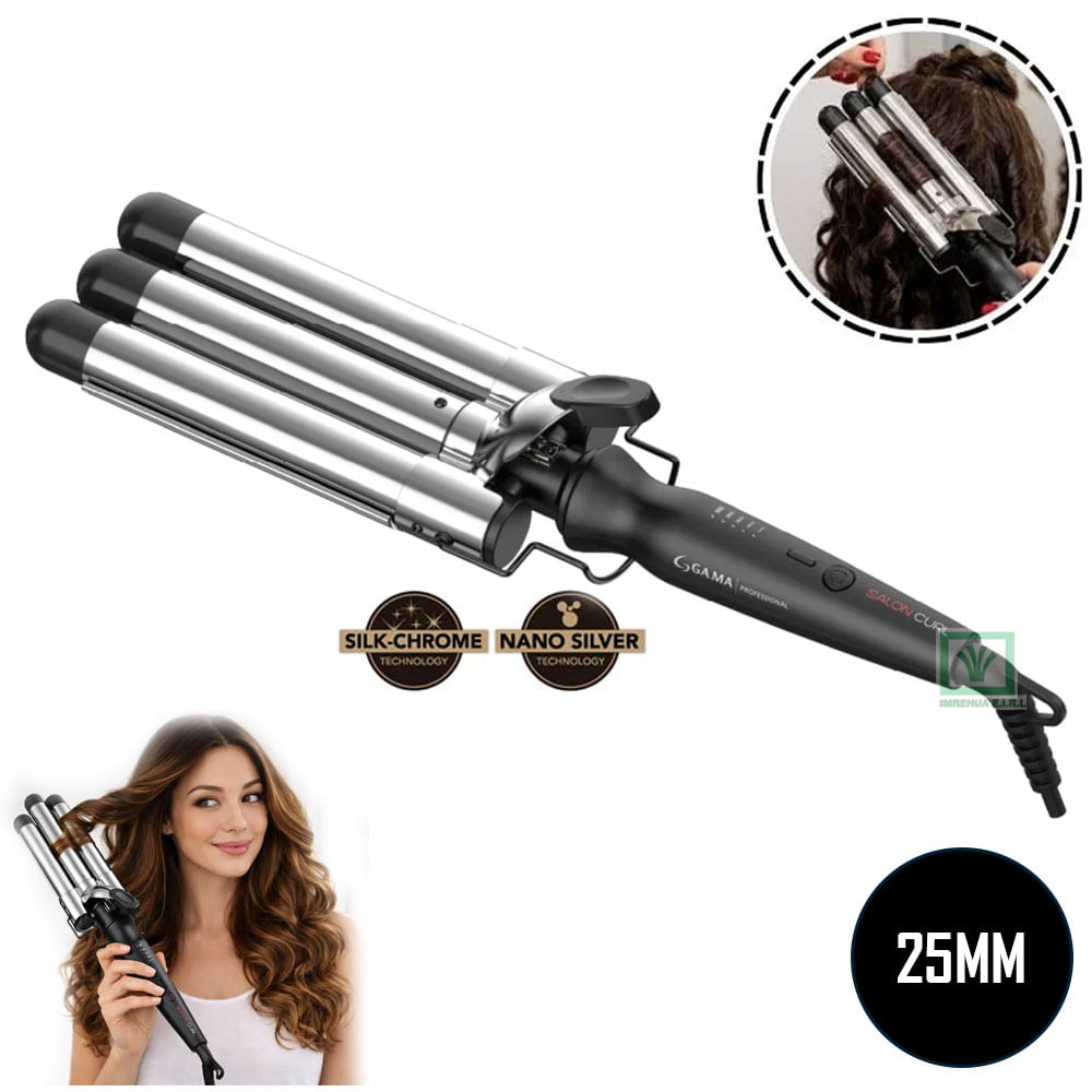 Ondulador Rizador Gama Professional De 3 Tubos Titanio 25MM - TRIFERRO