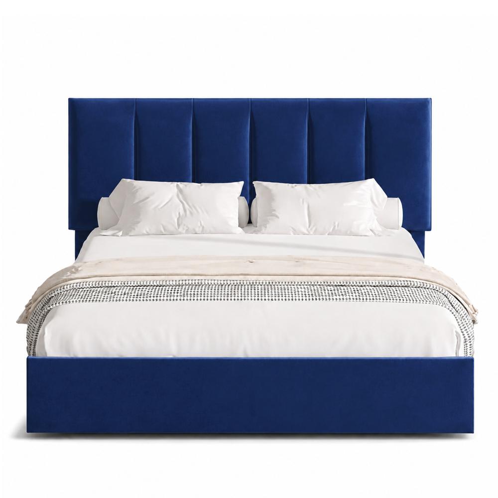 Cama Tapizada Listón Adda LeMueble Queen Azul