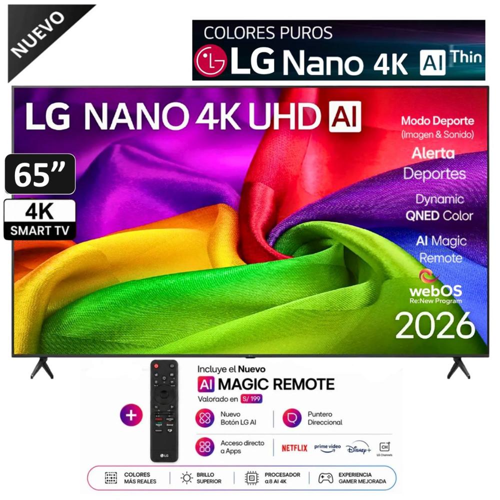 Televisor LG 65 NANO UHD 4K AI Smart TV 65NU800BPSBQ - 2026