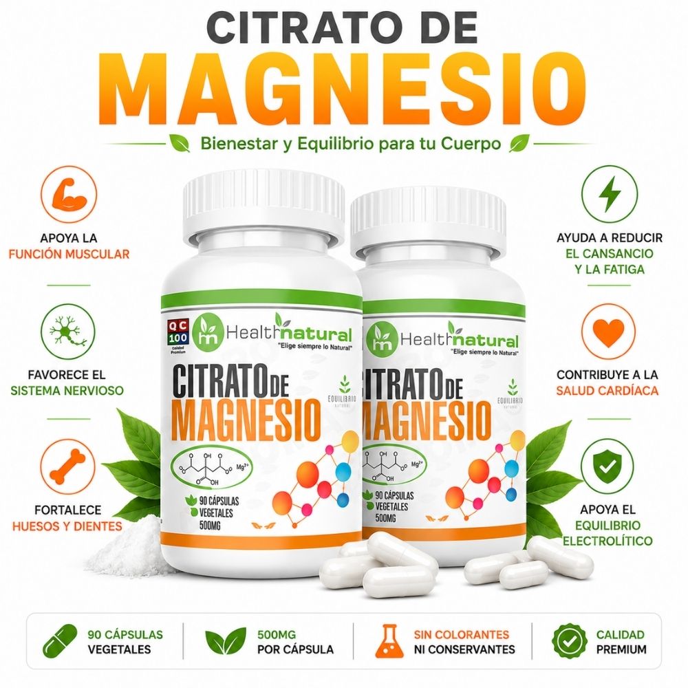 PACK 2 CITRATO DE MAGNESIO HEALTHNATURAL 1000MG