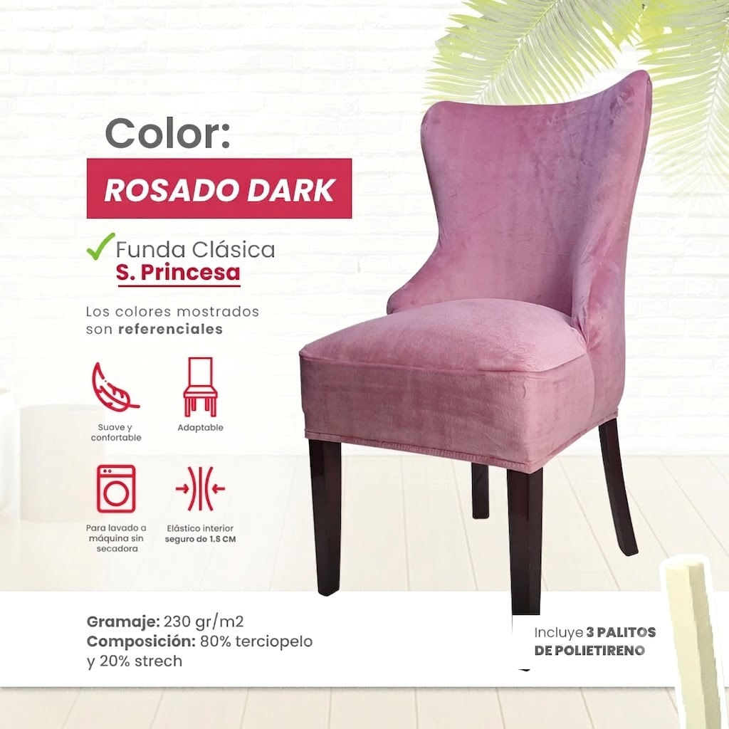 Funda vintage princesa o reina en terciopelo 8 unidades - Rosado Dark
