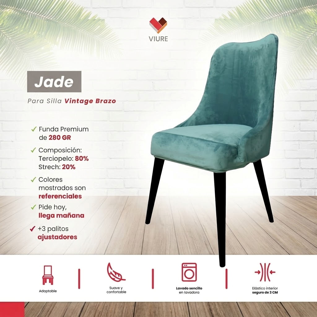 Funda de silla vintage en terciopelo grueso 6 unidades - Jade