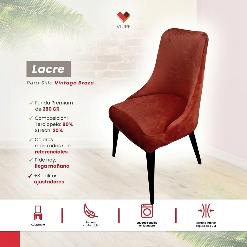 Funda de silla vintage en terciopelo grueso 4 unidades - Lacre