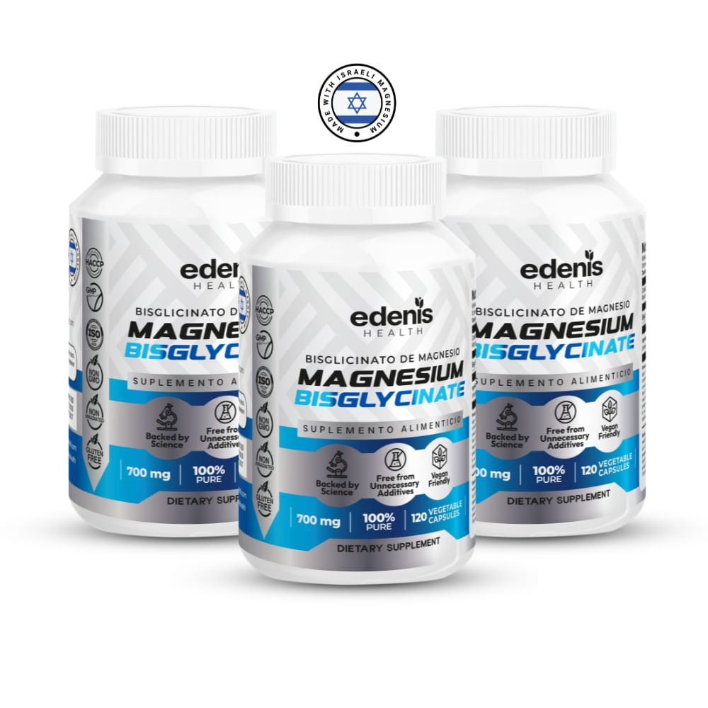 Pack 3 Bisglicinatos de Magnesio Edenis Health 120 Cápsulas
