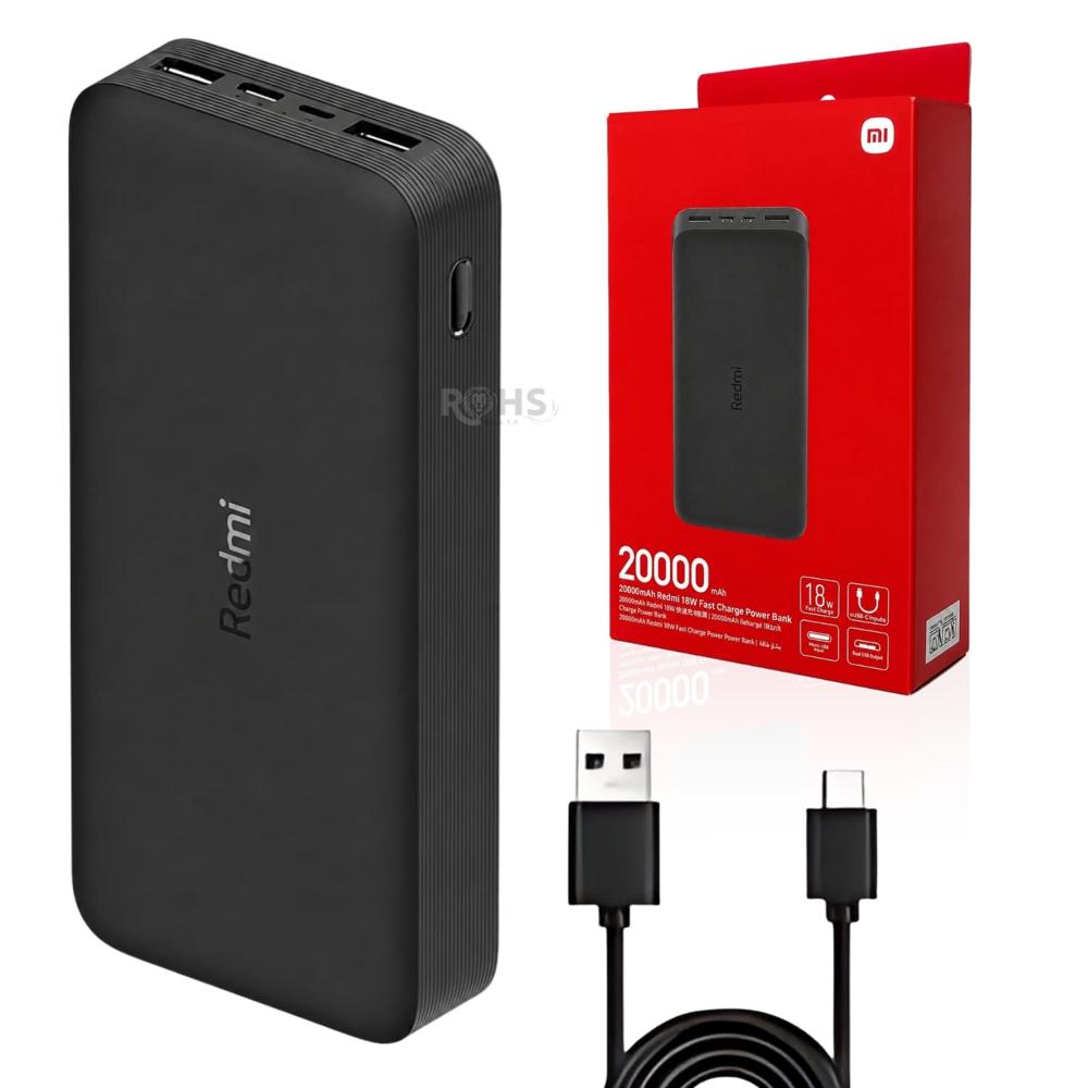 Batería Externa Xiaomi Redmi 20000 mAh Con USB Y Carga Rápida 18W