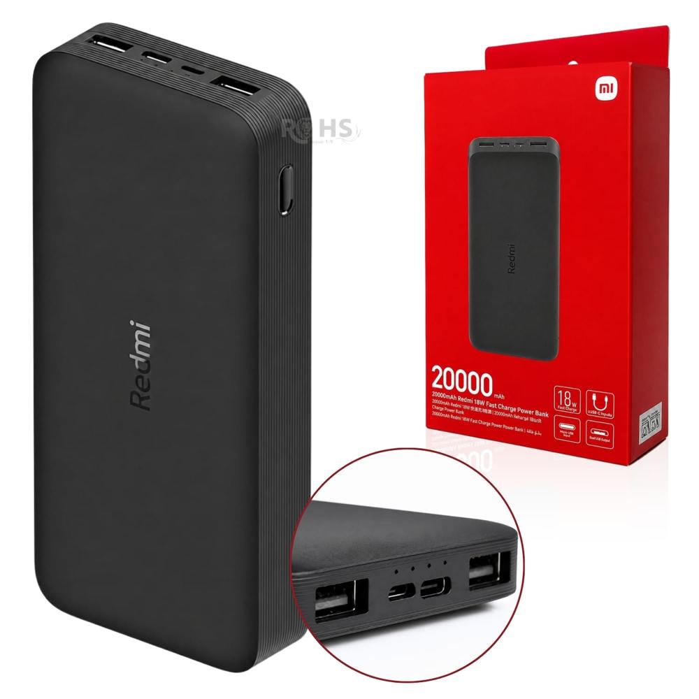 Batería Externa Xiaomi Redmi 20000 mAh Con Carga Rápida 18W Y USB