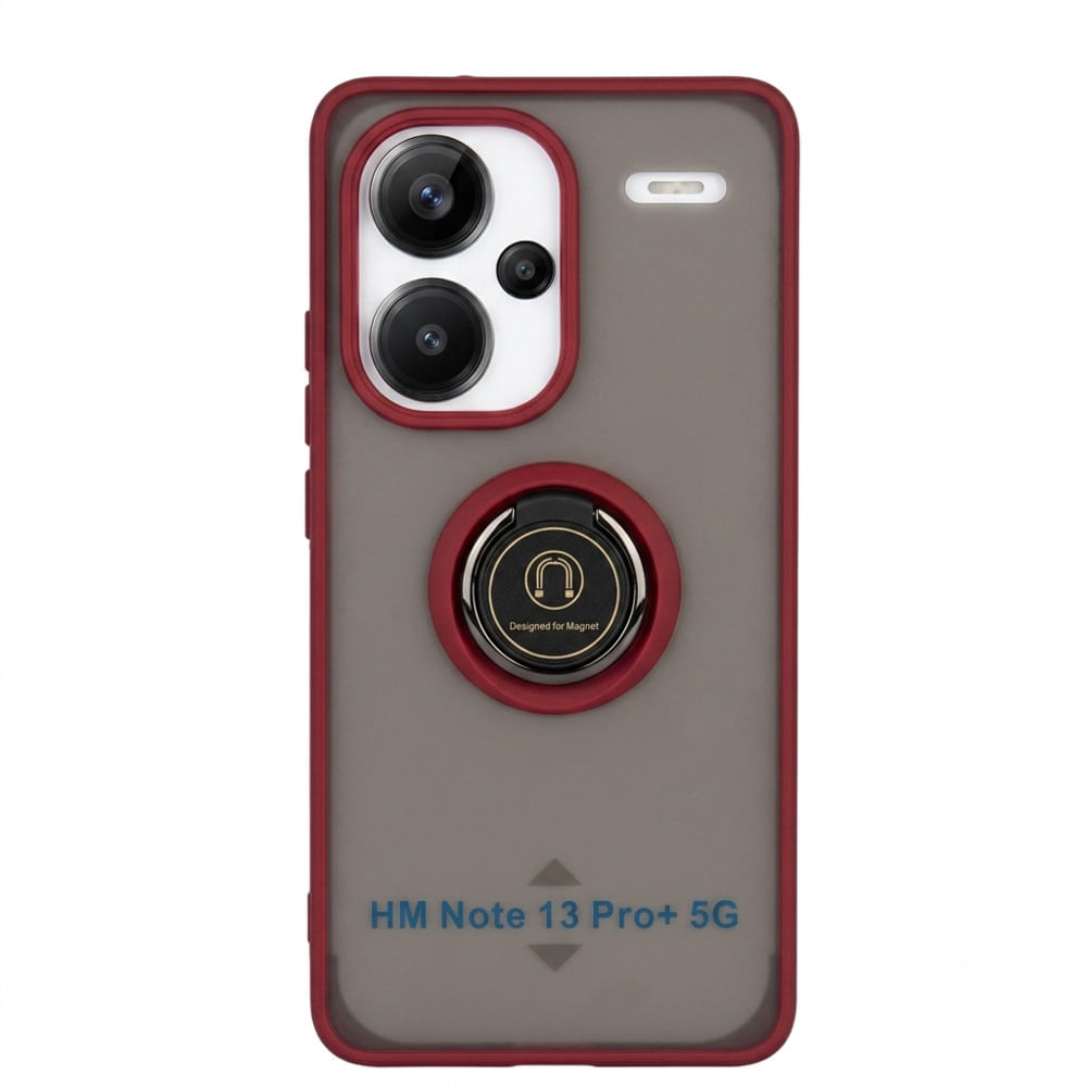 Case ahumado con soporte magnetico para Xiaomi HM Note 13 Pro 5G - ROJO