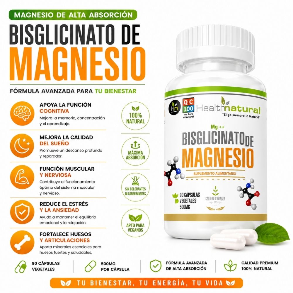BISGLICINATO DE MAGNESIO HEALTHNATURAL 500MG