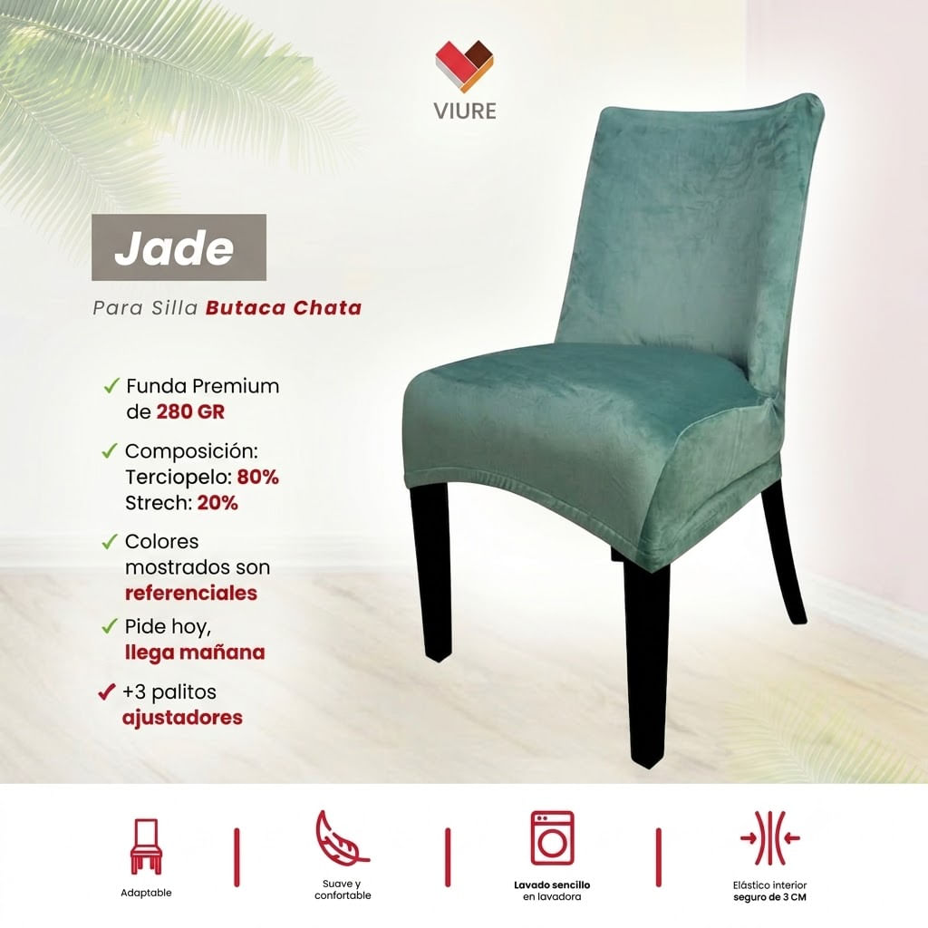 Funda de silla butaca curva de terciopelo 4 sillas - Jade