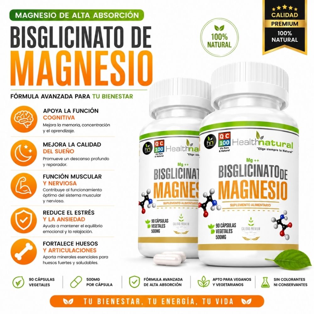 PACK 2 BISGLICINATO DE MAGNESIO HEALTHNATURAL 1000MG