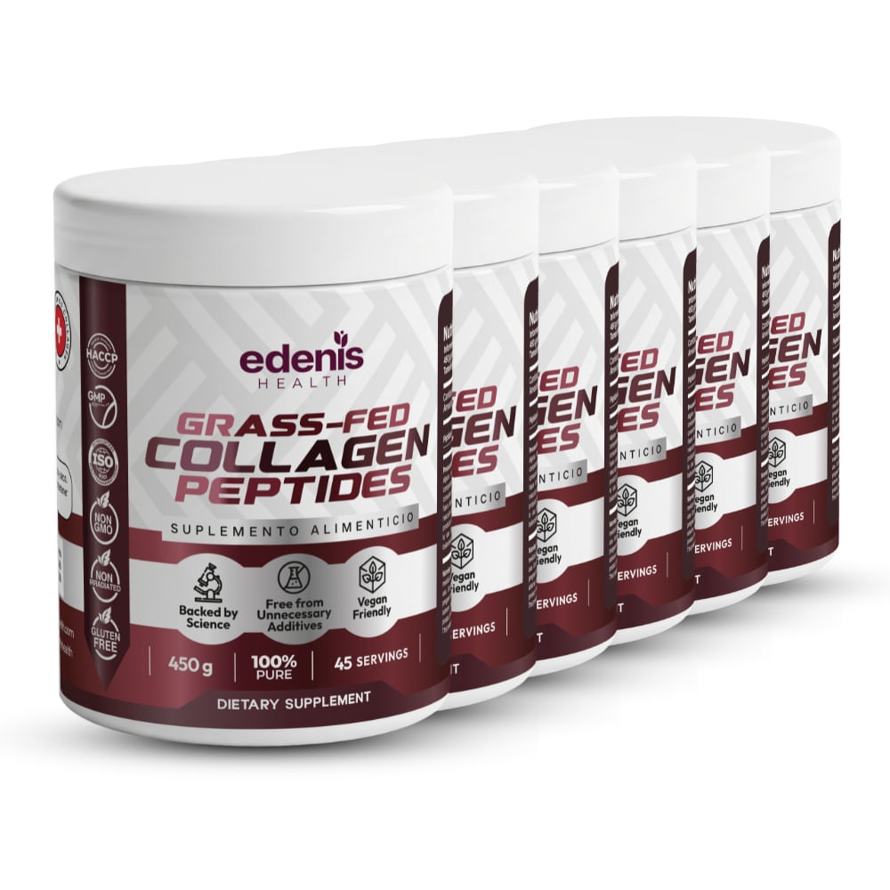 Pack 6 Péptidos de Colágeno Grass-Fed Edenis Health 450 G