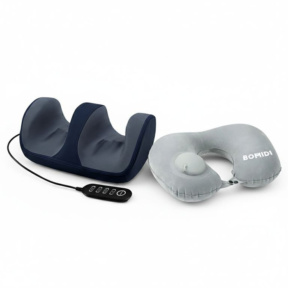 Masajeador de Pies FM2 Azul + Almohada De Cuello Inflable Bomidi U02 Gris
