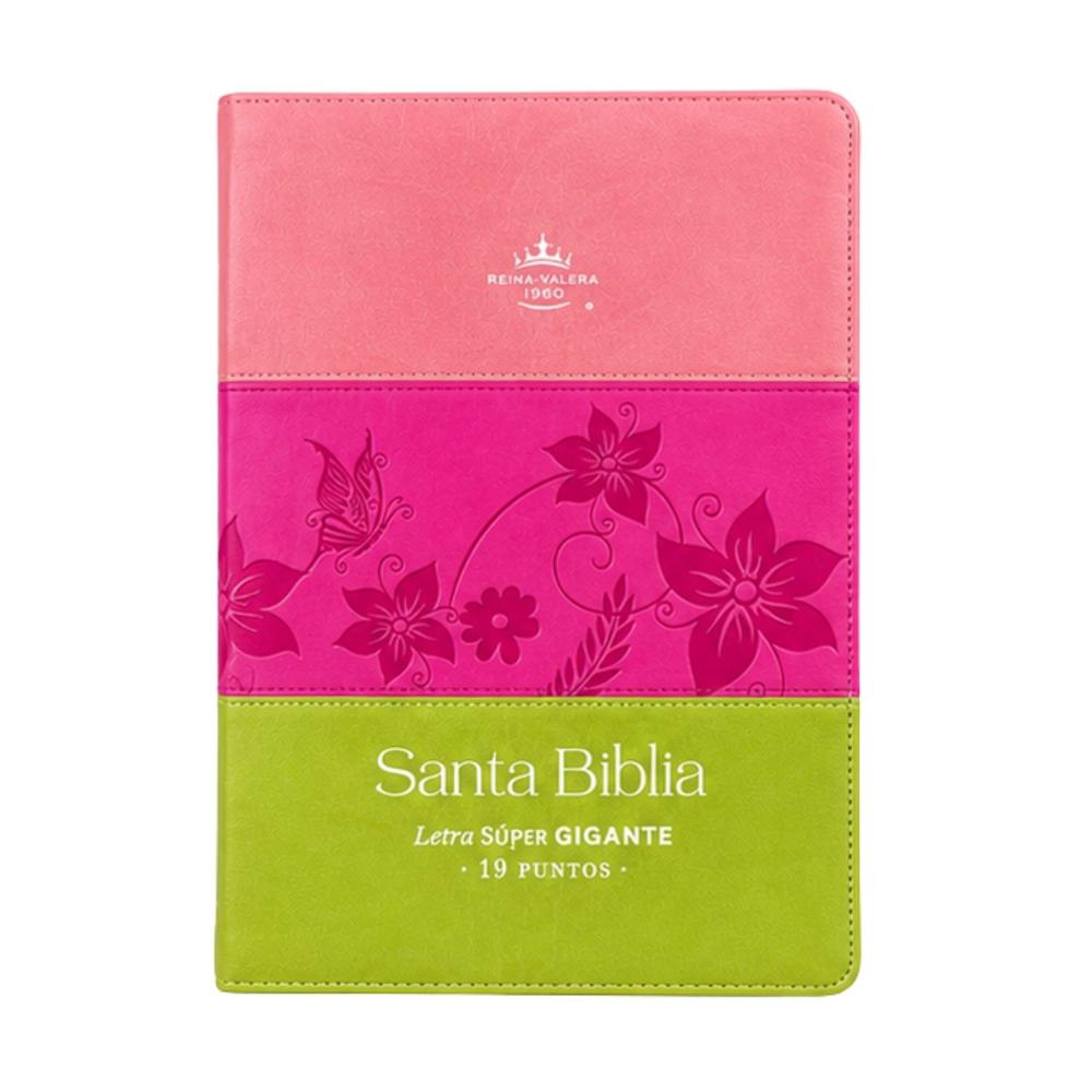 Biblia con Cierre Compacta 11 puntos RV1960, imit tricolor rosa fucsia lima