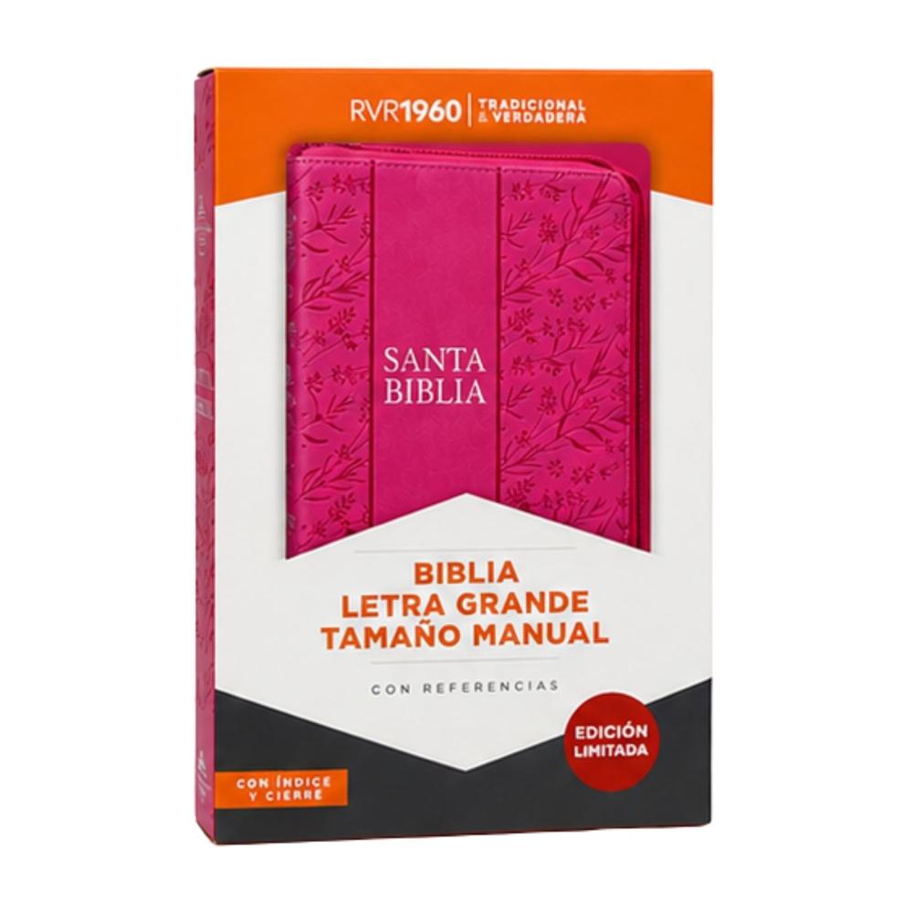 Biblia Reina Valera 1960 Letra Grande Tamaño Manual Holman Tapa Fucsia