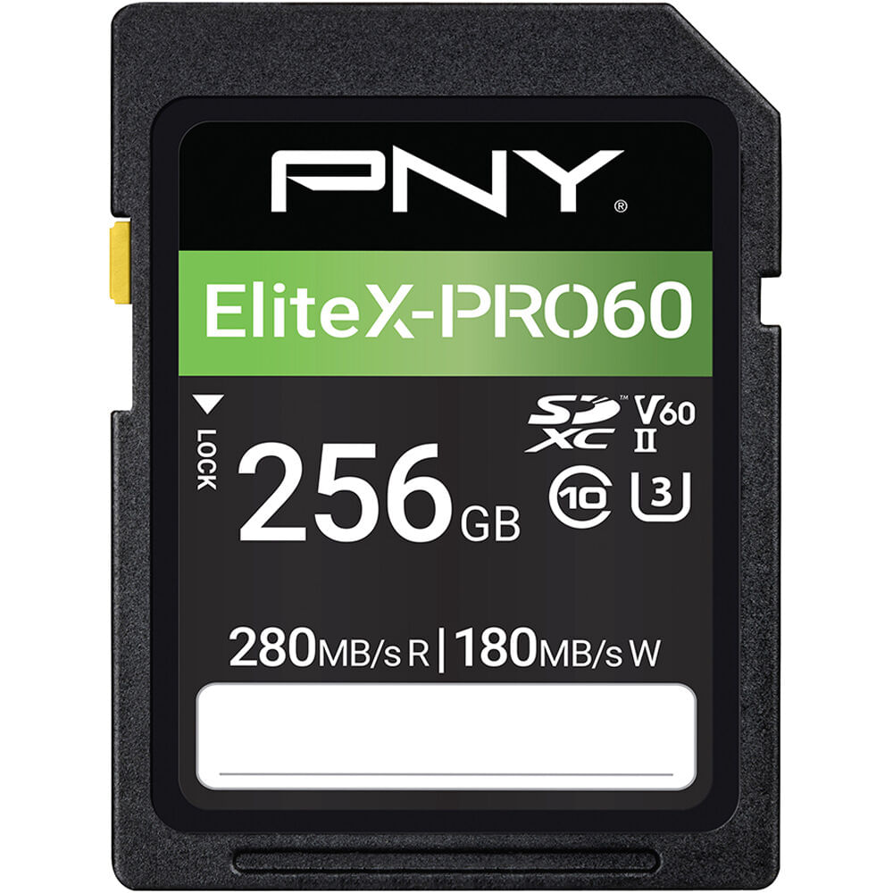 PNY Tarjeta de Memoria SDXC EliteX-PRO60 256GB UHS-II V60 - Velocidades de Lectura hasta 2