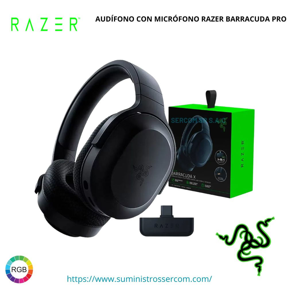 AUDIFONO CMICROF. RAZER BARRACUDA X 2022 50H WIRELESS  BT  3.5 MM SMARTSWITCH BLACK