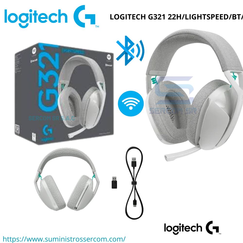 AUDIFONO C MICROF. LOGITECH G321 22H LIGHTSPEED BT 40MM CABLE USB-C WHITE