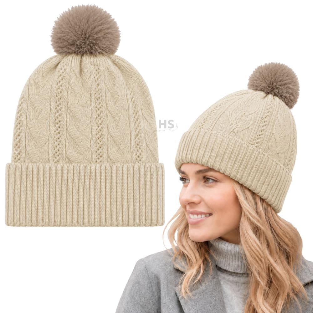 Gorro De Invierno Poliéster Con Pompón Texturizado
