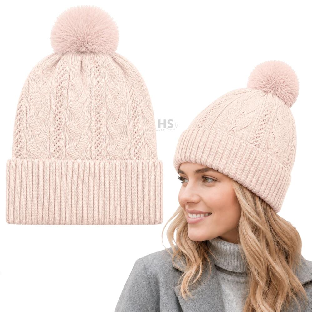Gorro De Invierno Poliéster Con Pompón Texturizado