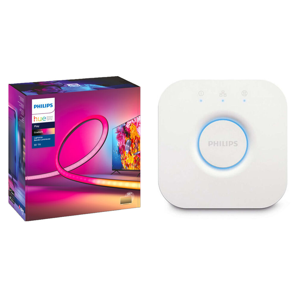 Philips Kit Hue Bridge y Play Gradient Lightstrip 75" - Multicolor, Dimmable, 1100 Lúmene