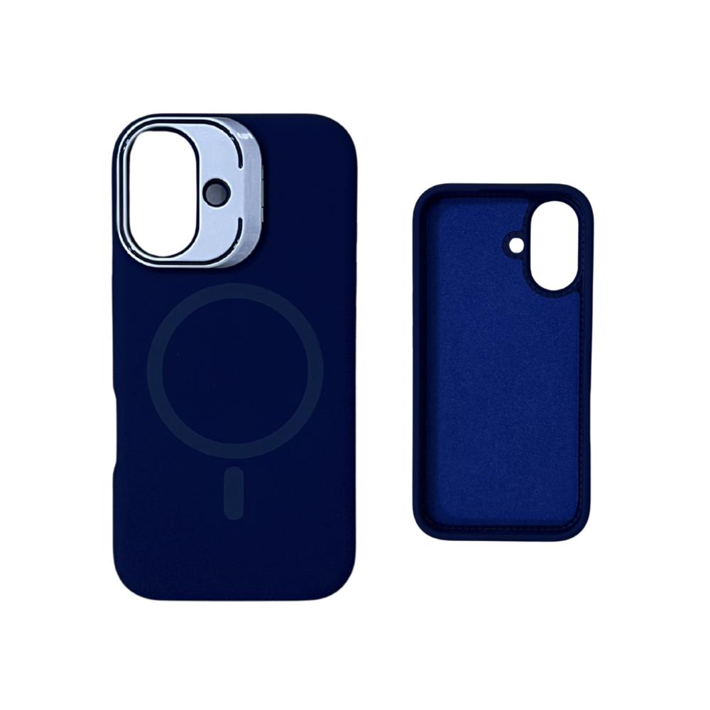 FUNDA SILICONA Y PARANTE PARA IPHONE 16 AZUL