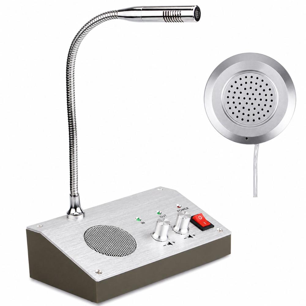 Intercomunicador Bidireccional para Ventanilla Mostrador con Micrófono Flexible Altavoz y Antiruido