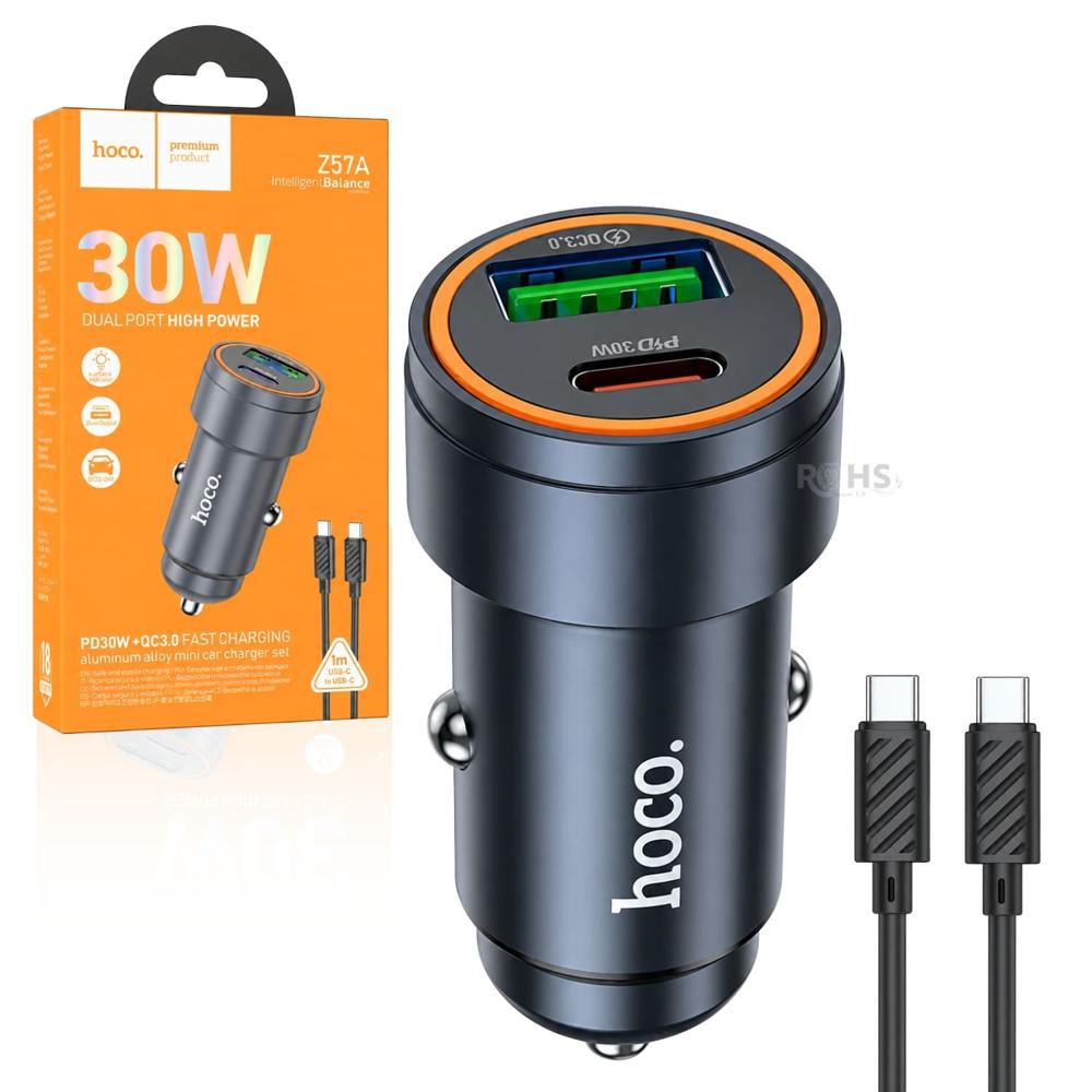 Cargador Para Auto Hoco Z57A Con Carga Rápida 30W Y USB Tipo C
