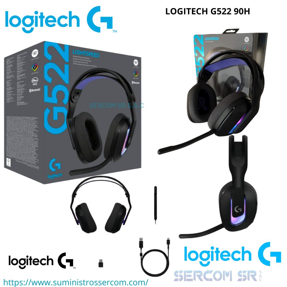 AUDIFONO C MICROF. LOGITECH G522 90H LIGHTSPEED BT CABLE USBC LIGHTSYNC RGB BLACK