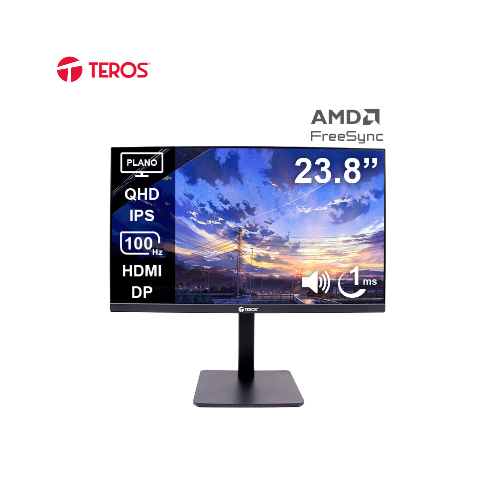 MONITOR CORP.TEROS TE 2416CS 23.8 QHD IPS 100Hz 1ms HDMI DP PARLANTES AUDIO OUT CÁMARA
