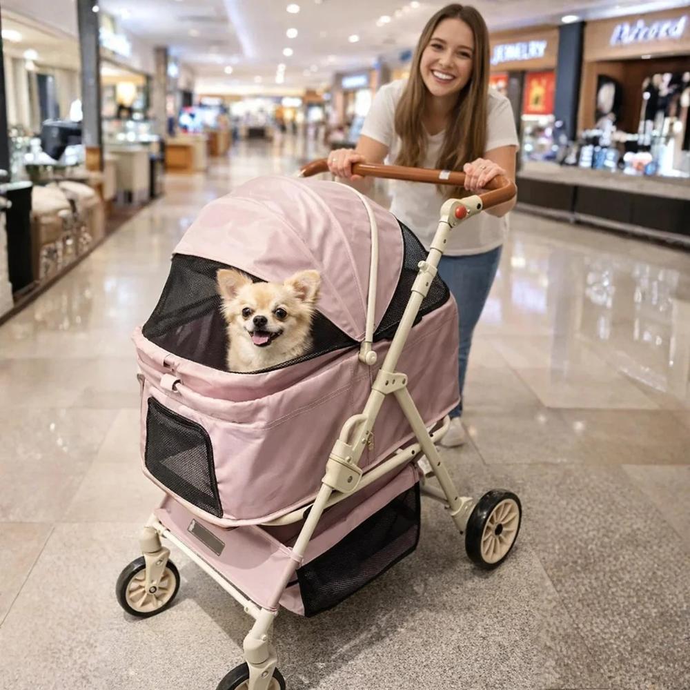 Coche Elegante Plegable y Desmontable Para Mascotas