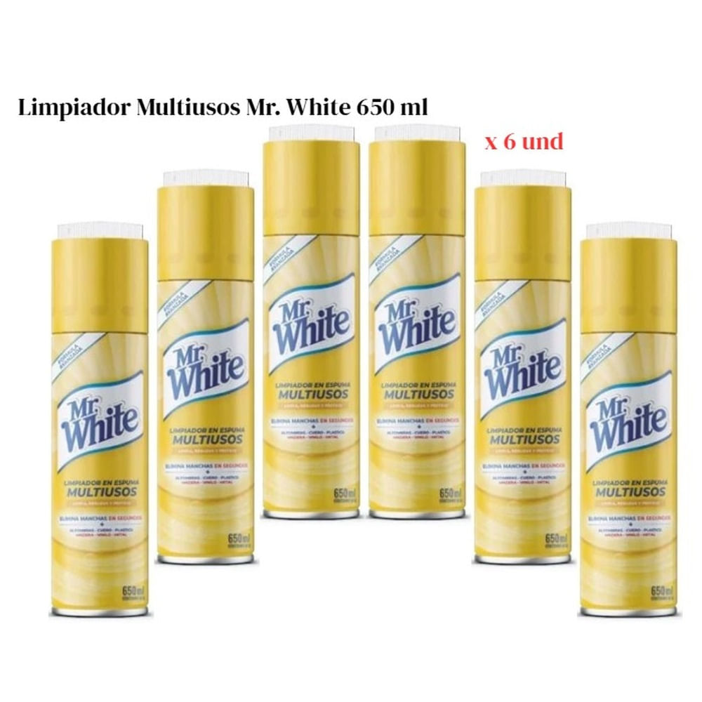 Limpiador en Espuma Multiusos Mr. White 650 ml x 6 unidades