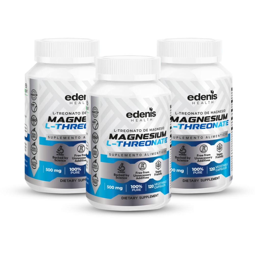 Pack 3 L-Treonatos de Magnesio Edenis Health 120 Cápsulas