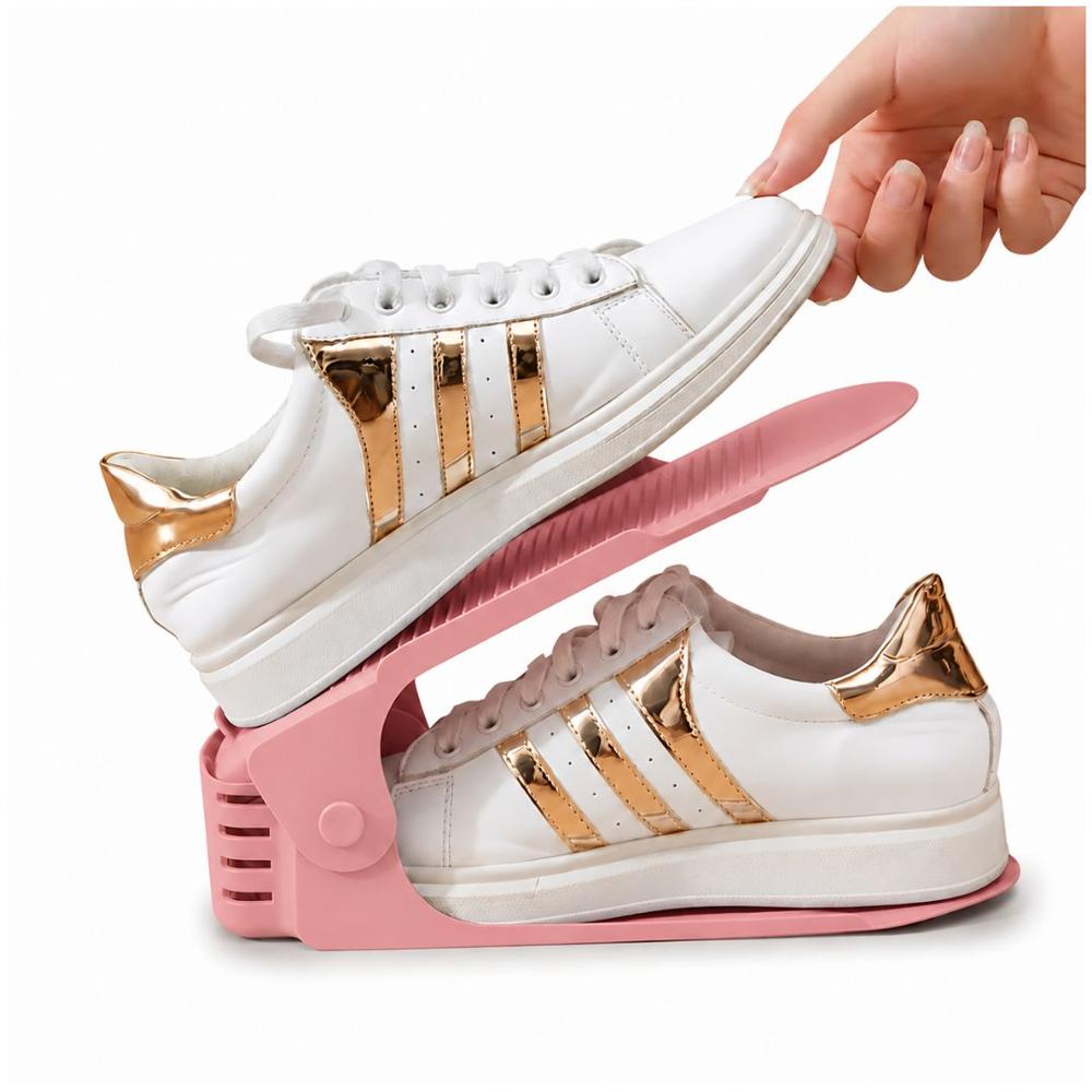 Pack x10 Organizadores de Zapatos Rosado Altura Ajustable Plegable