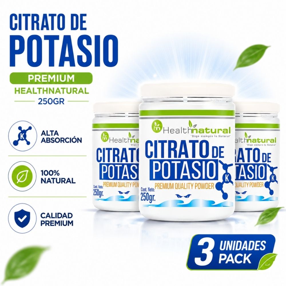 PACK 3 CITRATO DE POTASIO PREMIUM HEALTHNATURAL 750GR