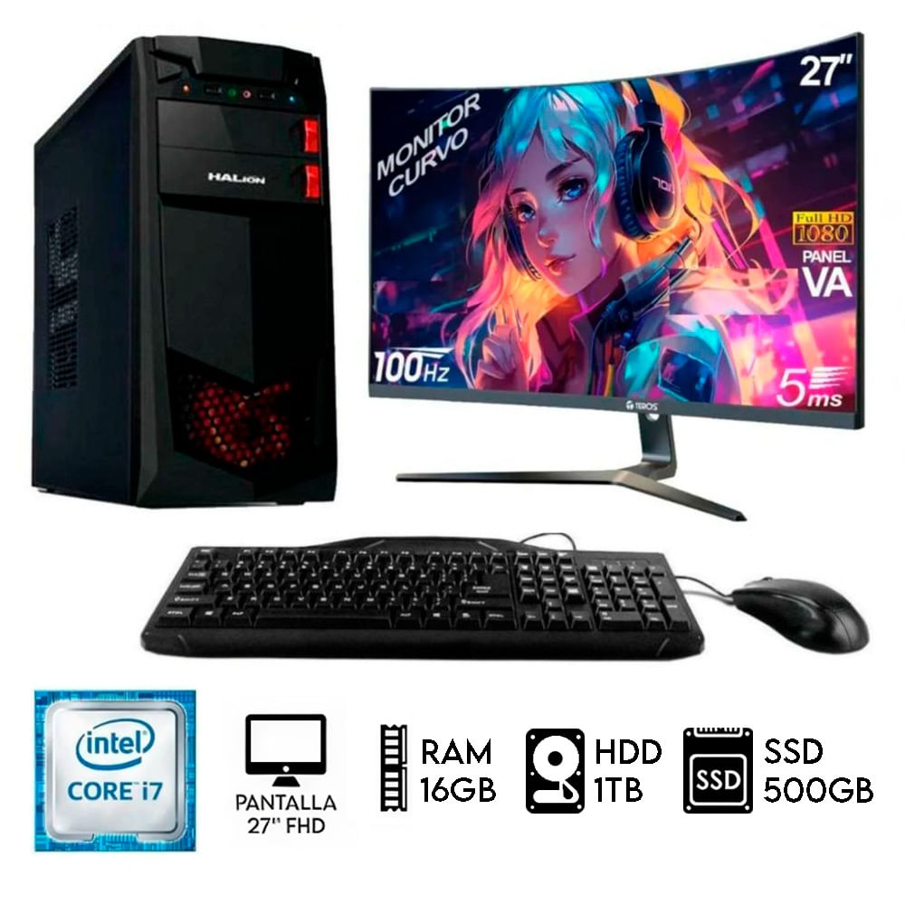 Computadora PC Intel Core i7  Ram 16GB  Disco HDD 1TB   SSD 