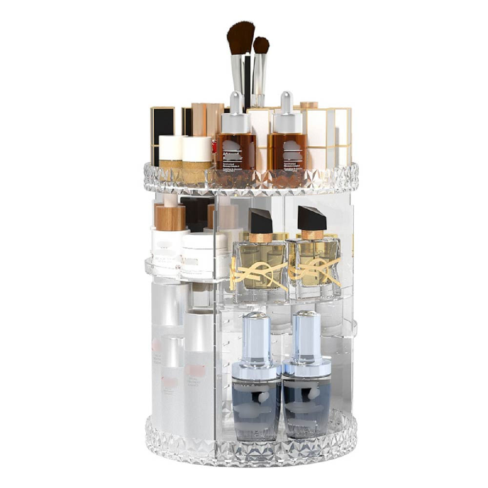 ORGANIZADOR DE MAQUILLAJE GIRATORIO 360 GRADOS DE 2 NIVELES EN ACRILICO
