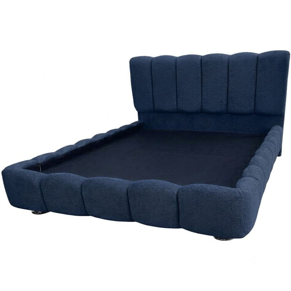 Cama Nube Olimpo 2 Plazas Roble y Tela Velvet - No Incluye Colchón