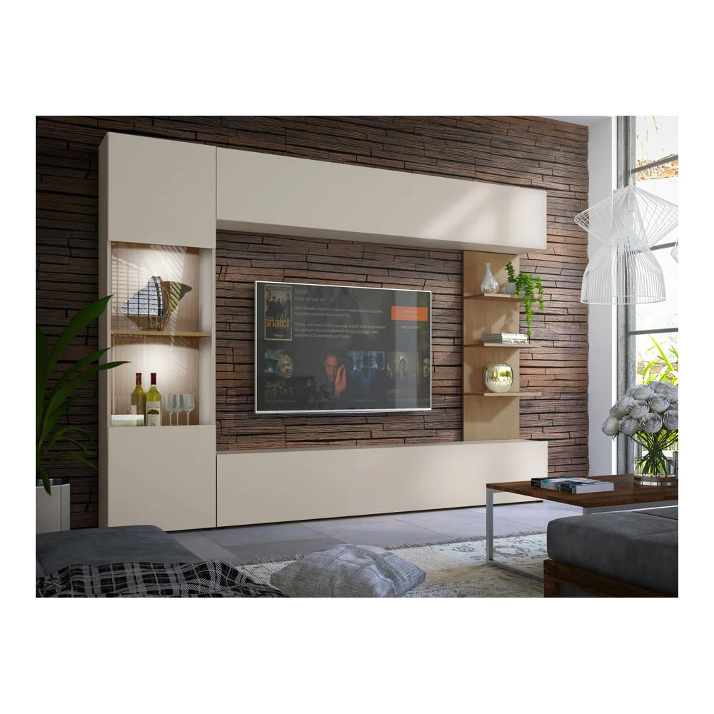 Mesa de TV Aurora con Canto Grueso Color CementoBlanco TU MESITA