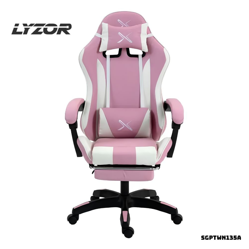 Silla Gamer Lyzor con Posapiés SGRTWN135A- Rosado