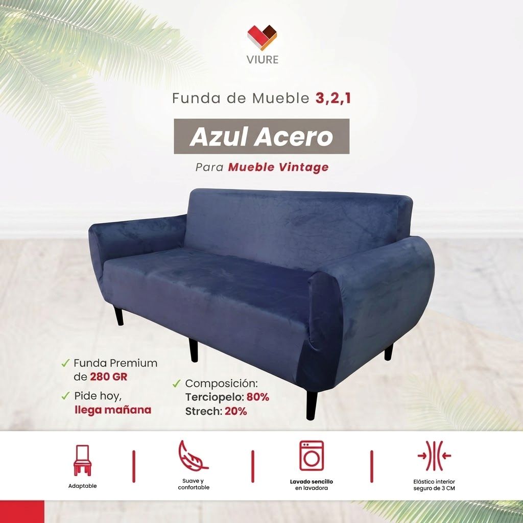 Funda de mueble 3-2-1 - Azul Acero