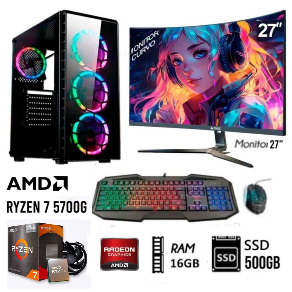 Computadora Pc Ryzen 7 5700G   Ram16GB   Disco Solido SSD 50
