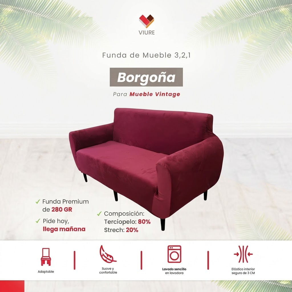 Funda de mueble 3-2-1 - Borgoña