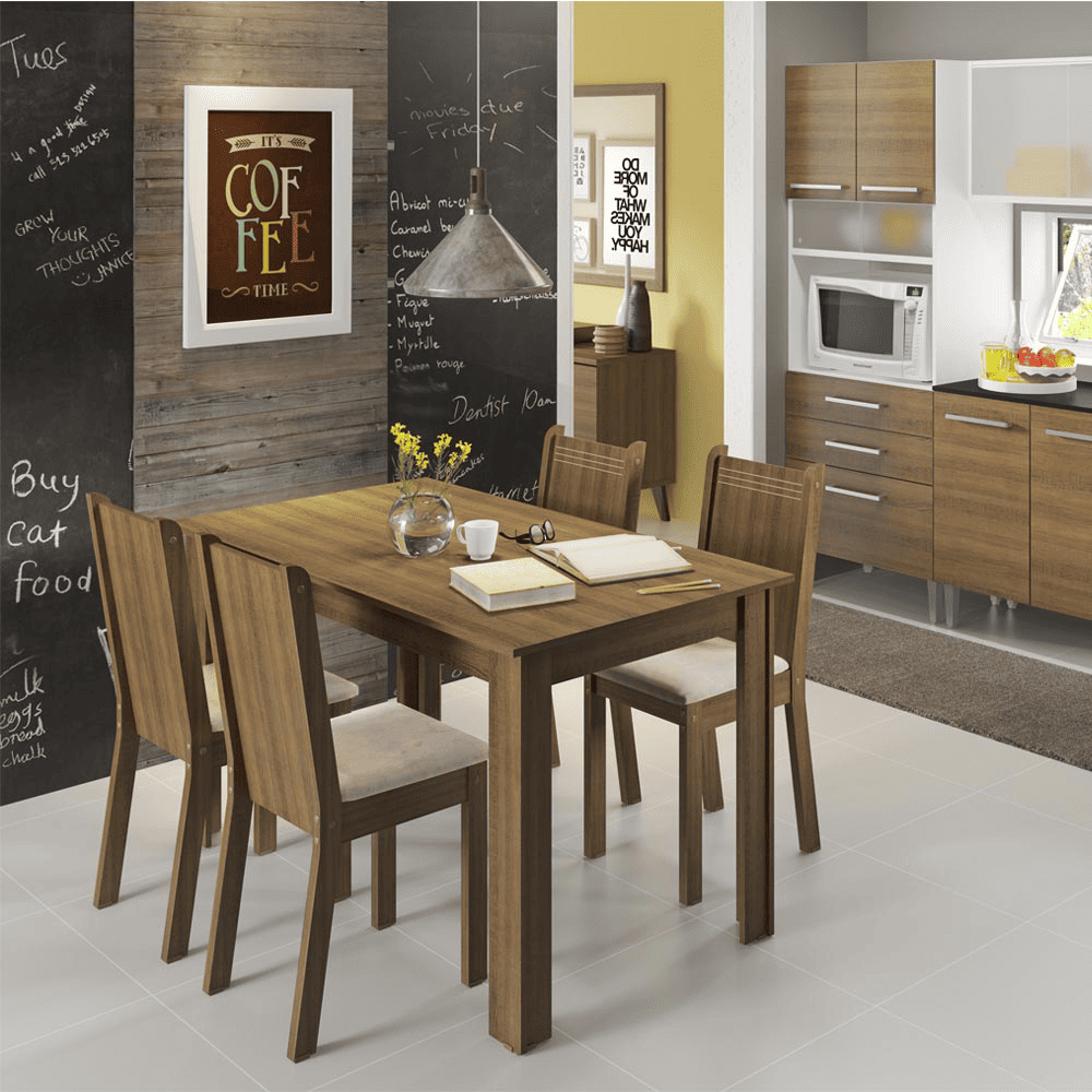 Juego de Comedor Rosie con 4 Sillas Marron - Beige