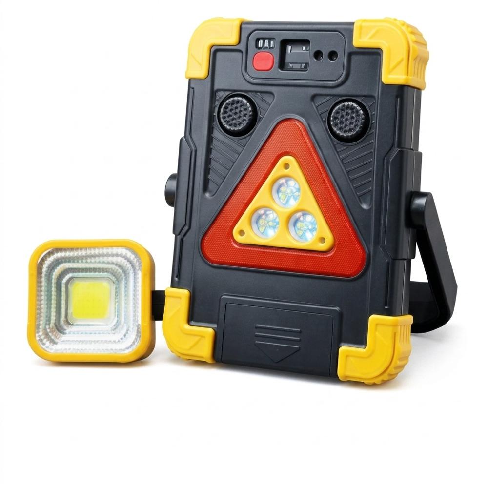 Triángulo De Seguridad Para Auto Con Foco Movible Carga Solar Sirena De Emergencia y Power Bank