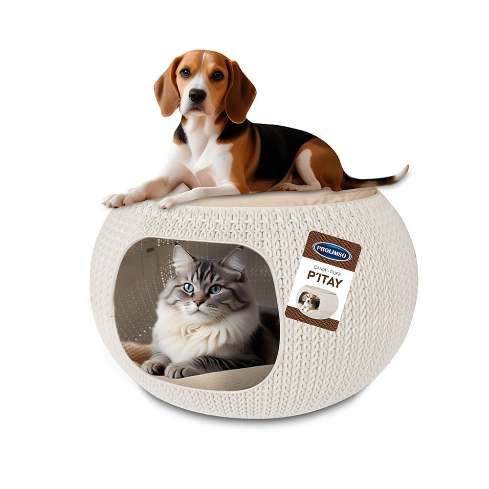 Cama Esférica Decorativa para Mascotas Beige Doble.