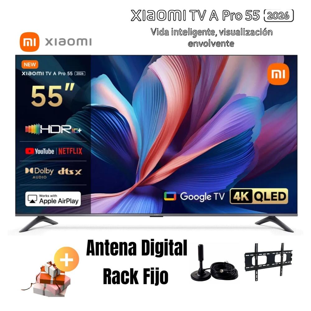 Televisor Smart TV XIAOMI A PRO 55'' QLED UHD 4K L55MB-APPH GoogleTV 2026 - Ant - Rack Fijo