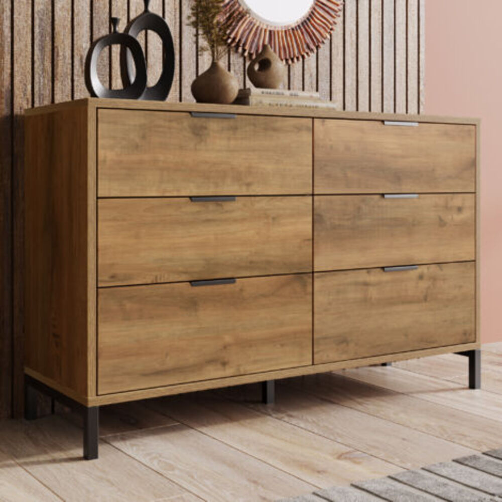 Cómoda Moderna Leo 6 Cajones Marrón RyR MUEBLES